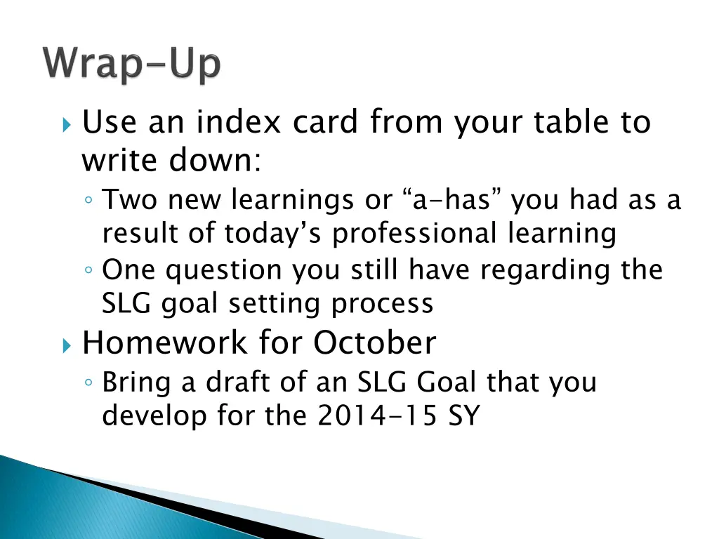 use an index card from your table to write down