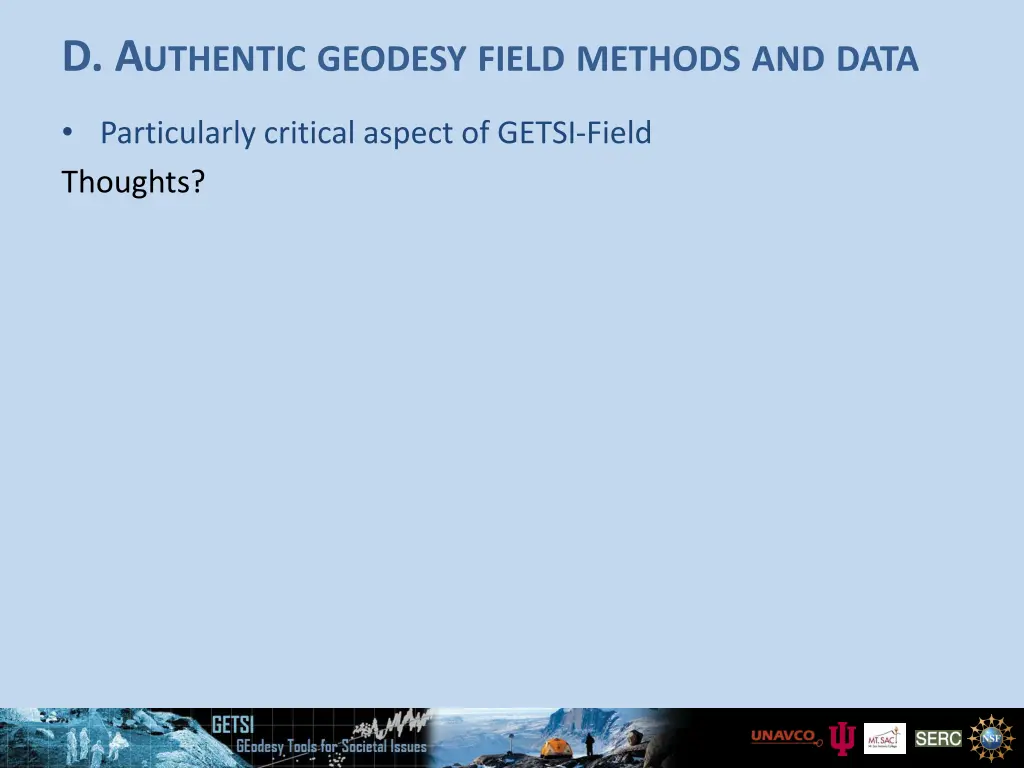 d a uthentic geodesy field methods and data