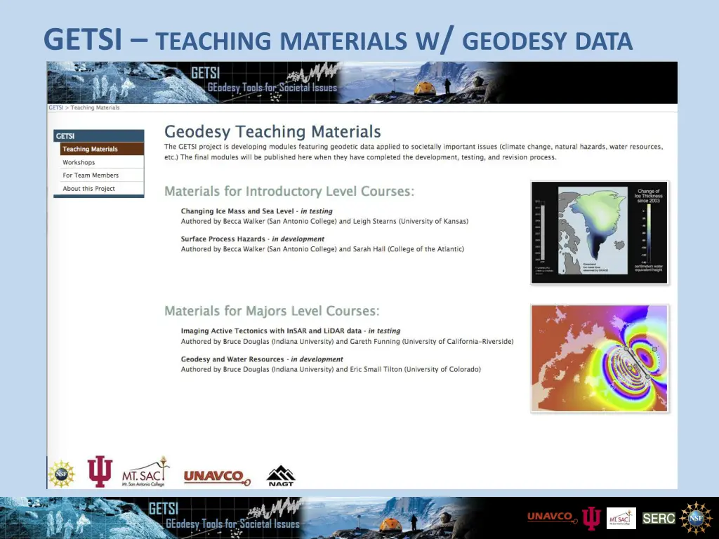 getsi teaching materials w geodesy data