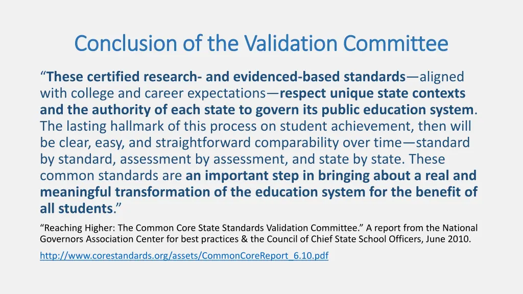 conclusion of the validation committee conclusion