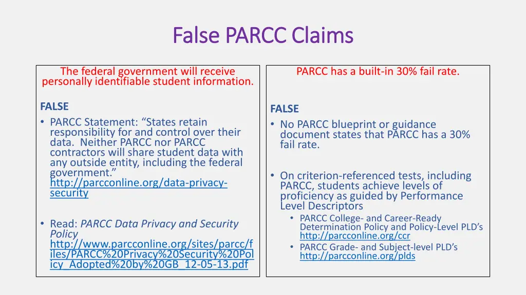 false parcc claims false parcc claims