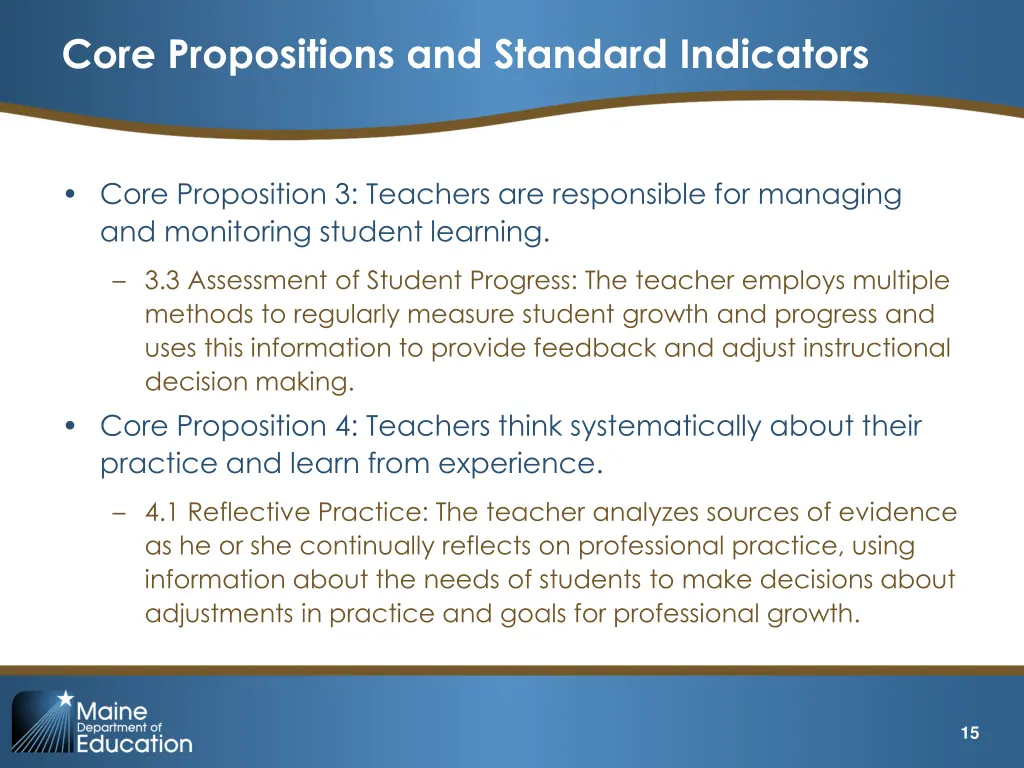 core propositions and standard indicators 2