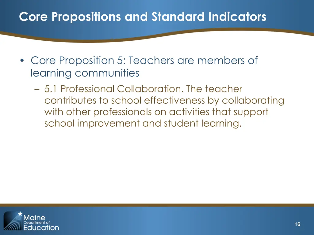 core propositions and standard indicators 3