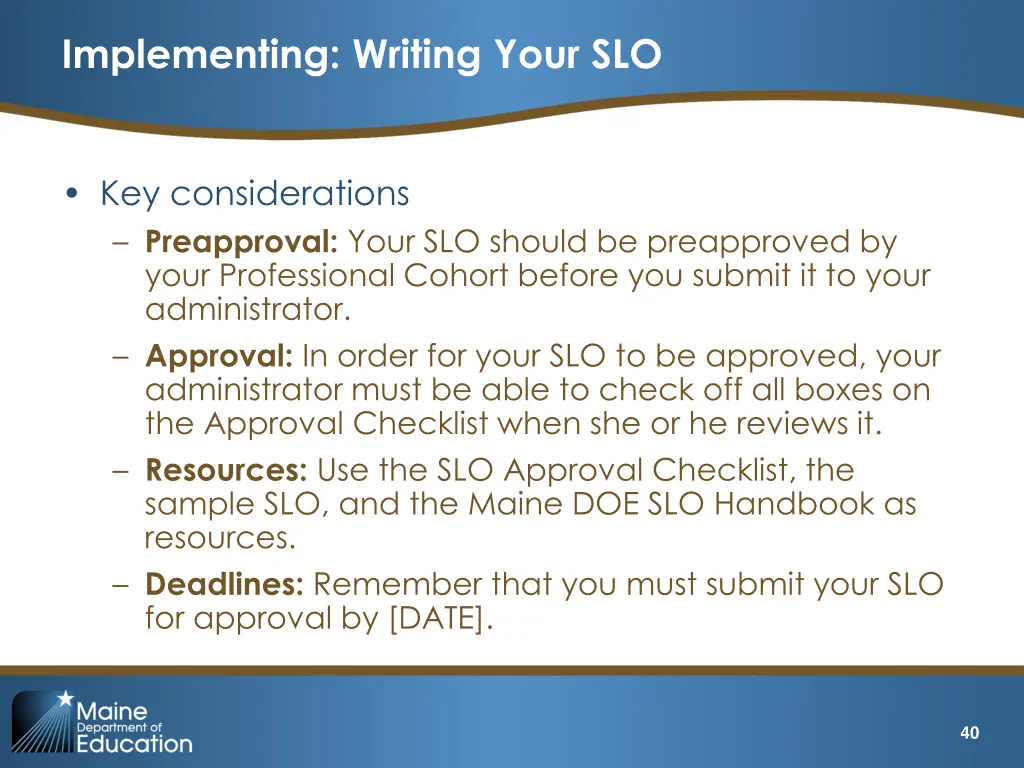 implementing writing your slo