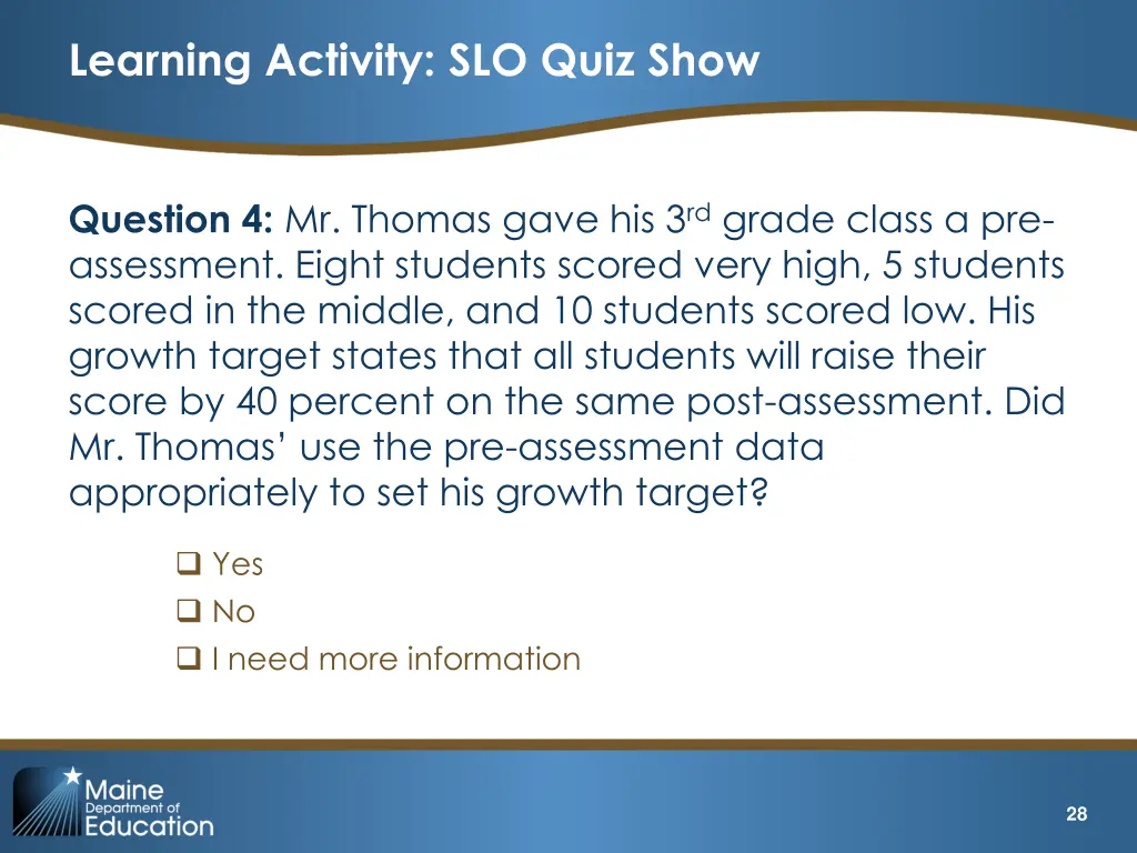 learning activity slo quiz show 4