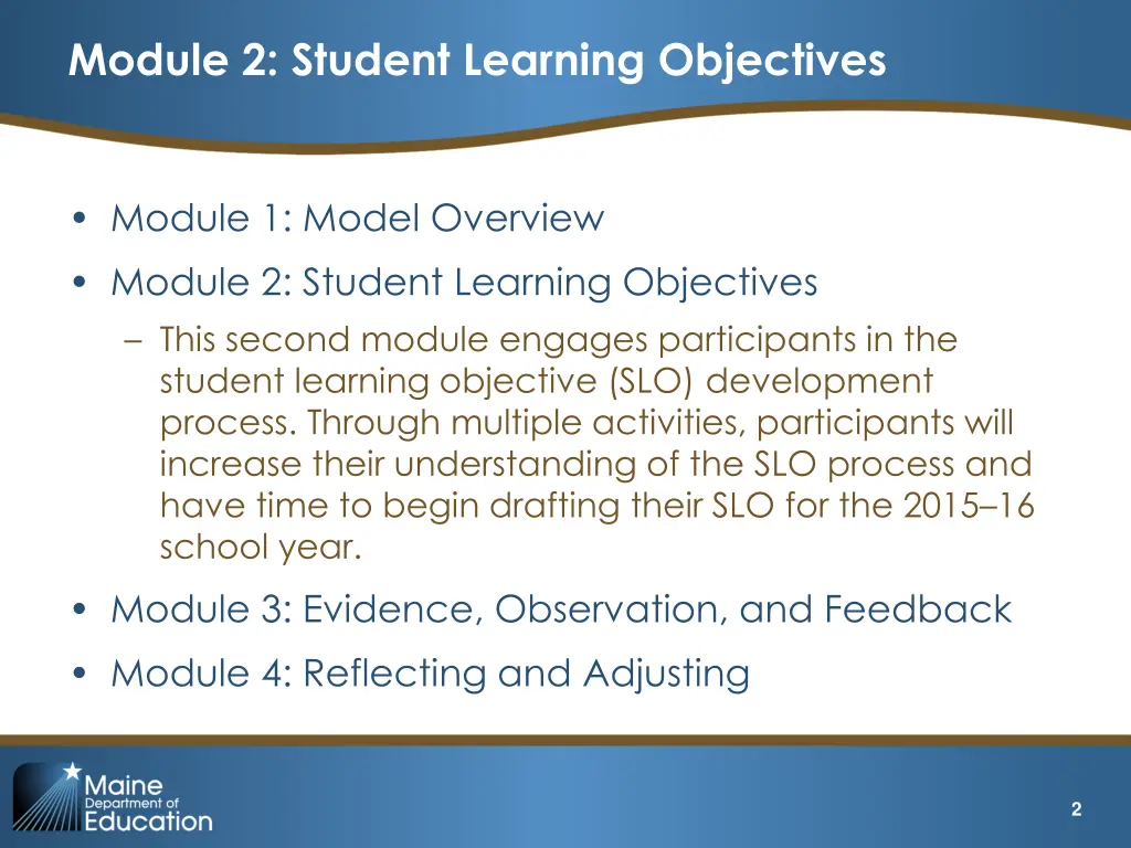 module 2 student learning objectives