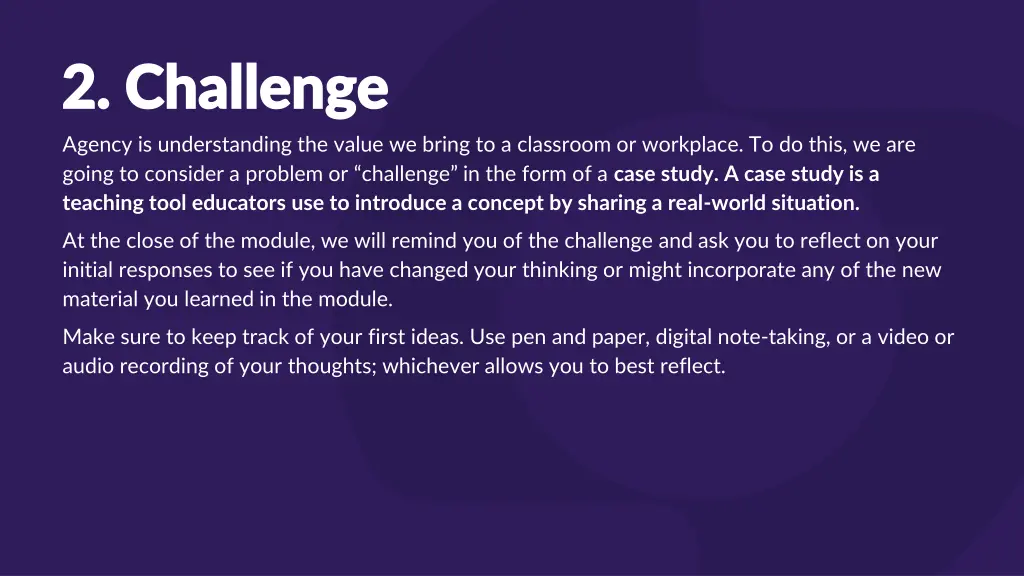 2 challenge 2 challenge agency is understanding