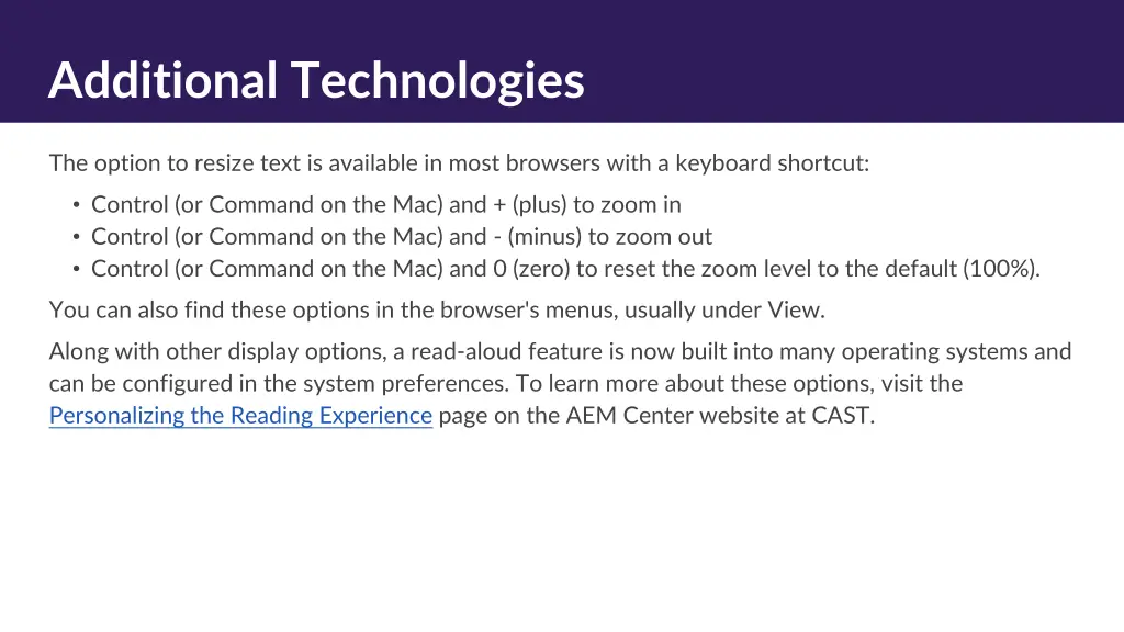 additional technologies