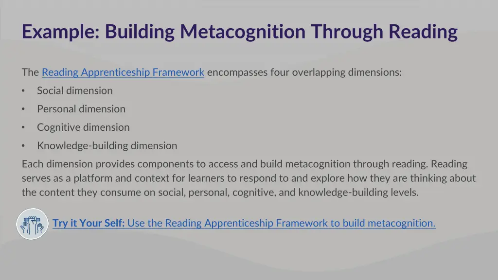 example building metacognition through reading