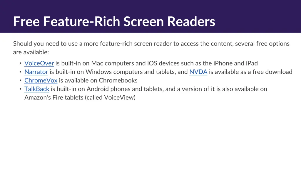 free feature rich screen readers