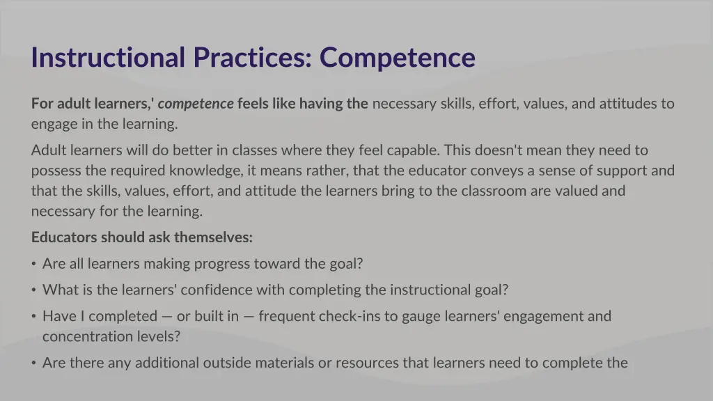 instructional practices competence