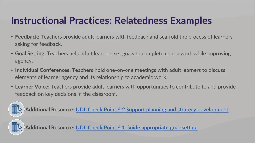 instructional practices relatedness examples