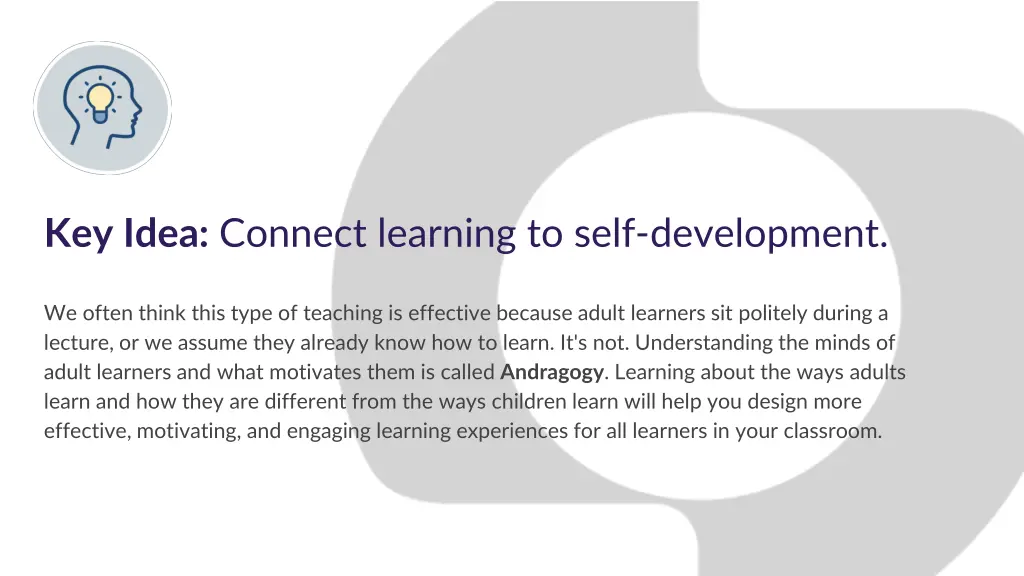 key idea connect learning to self development