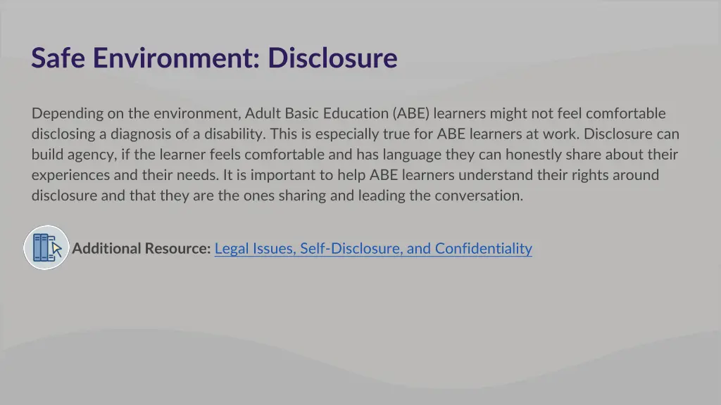 safe environment disclosure