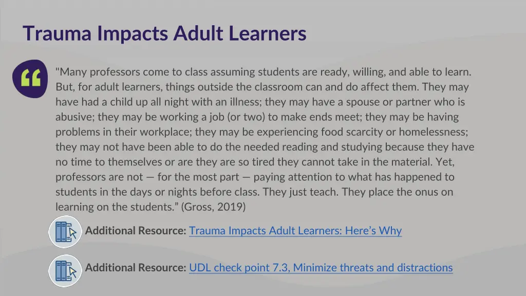 trauma impacts adult learners