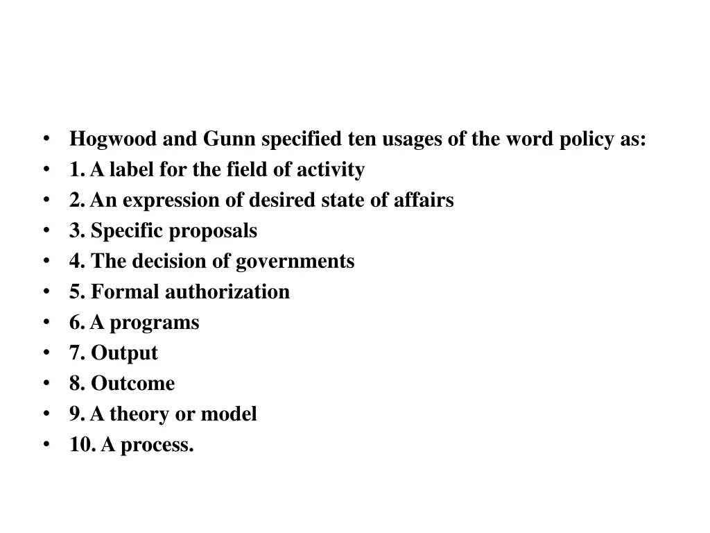 hogwood and gunn specified ten usages of the word