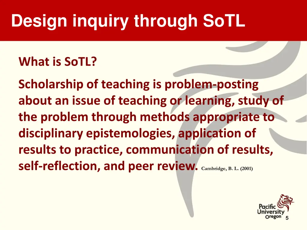 design inquiry through sotl