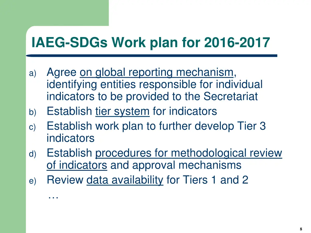 iaeg sdgs work plan for 2016 2017