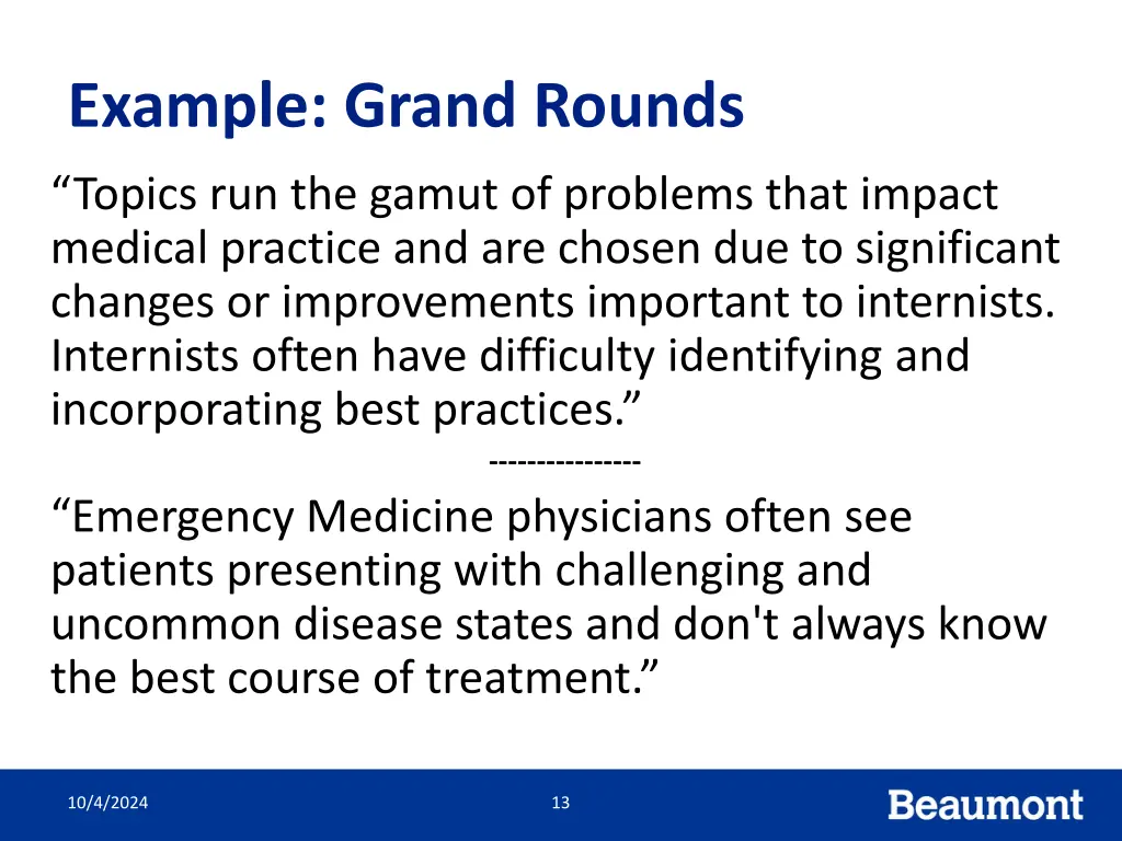 example grand rounds