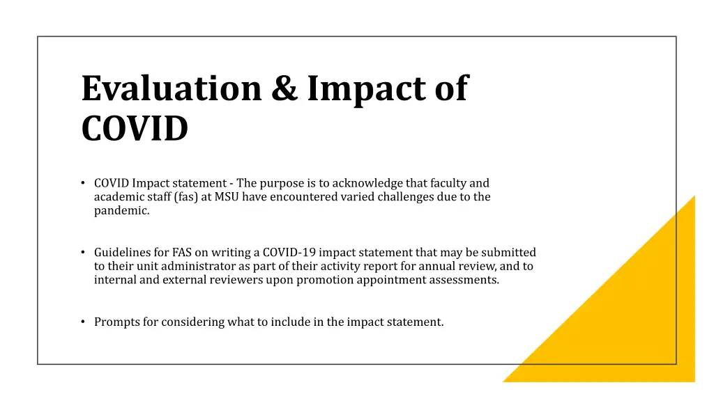 evaluation impact of covid