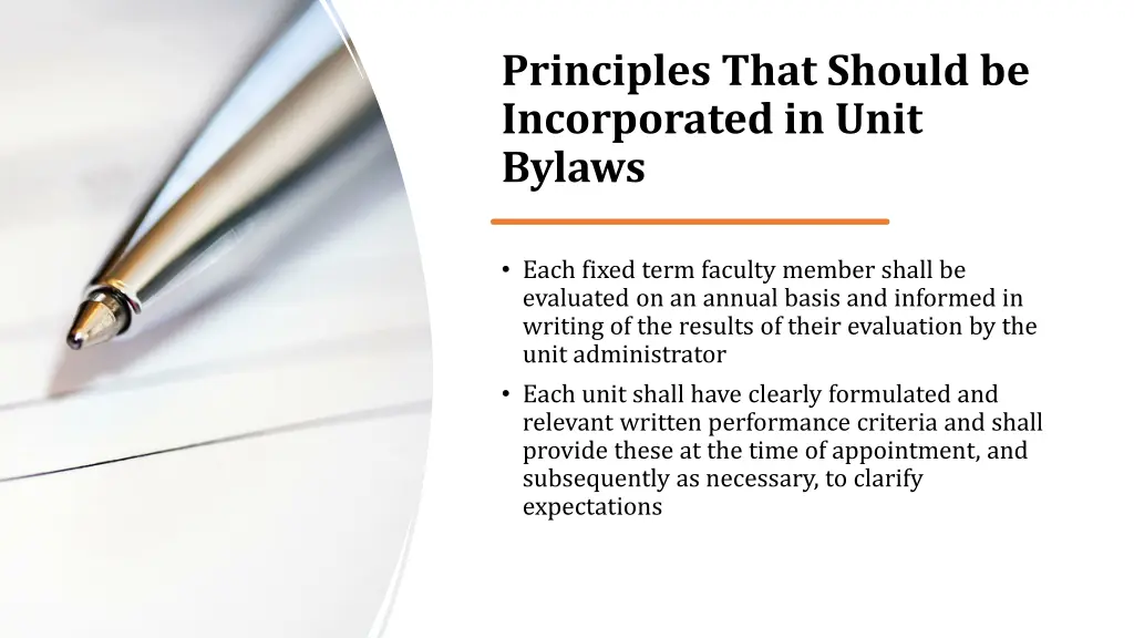 principles that should be incorporated in unit