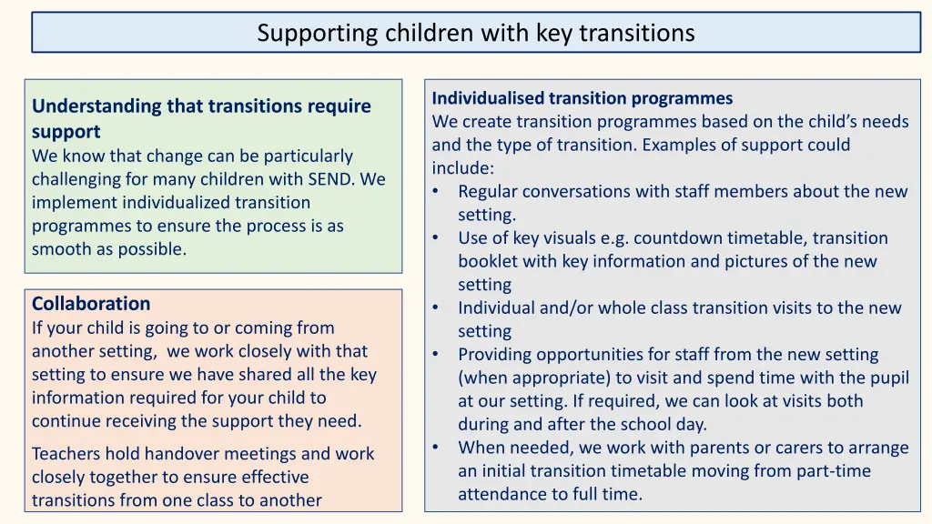 supporting children with key transitions