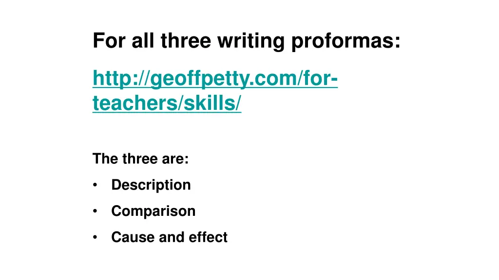 for all three writing proformas