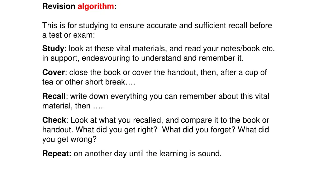 revision algorithm 1