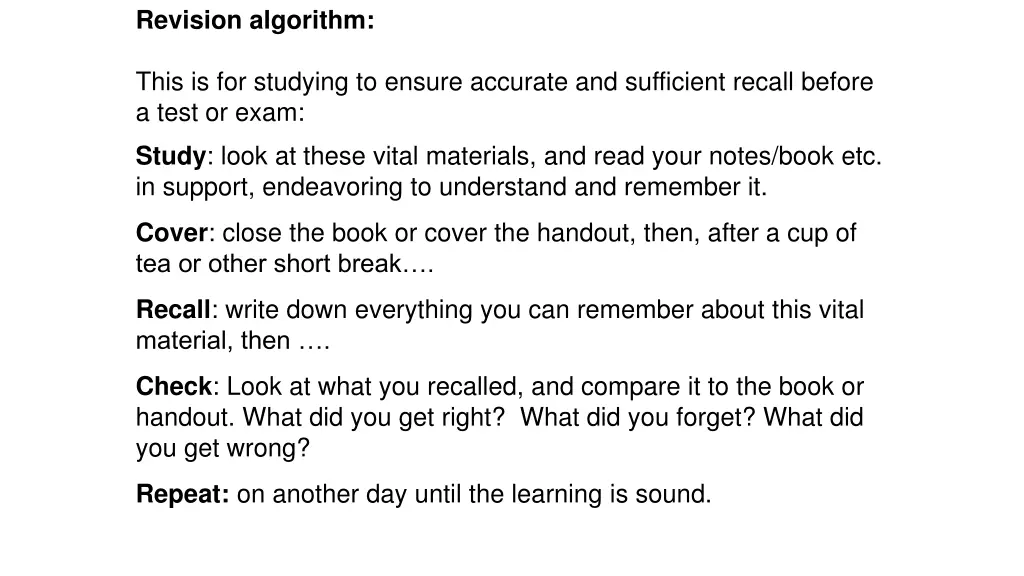 revision algorithm