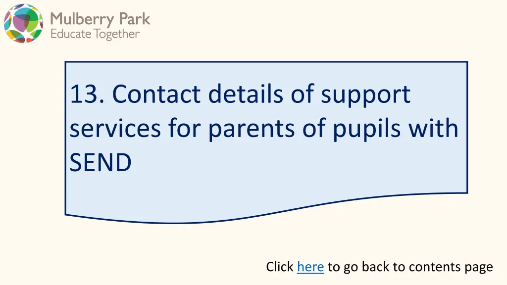 13 contact details of support services