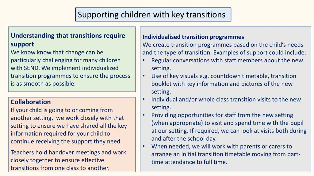 supporting children with key transitions