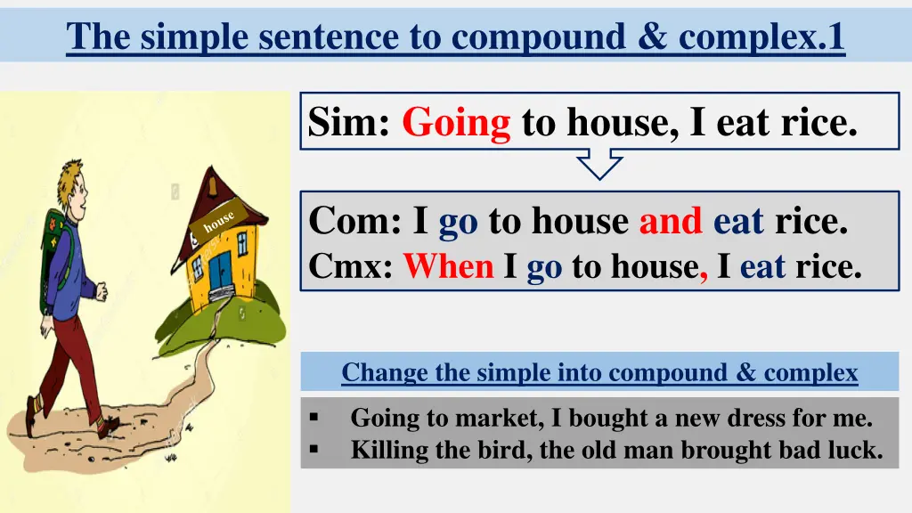 the simple sentence to compound complex 1