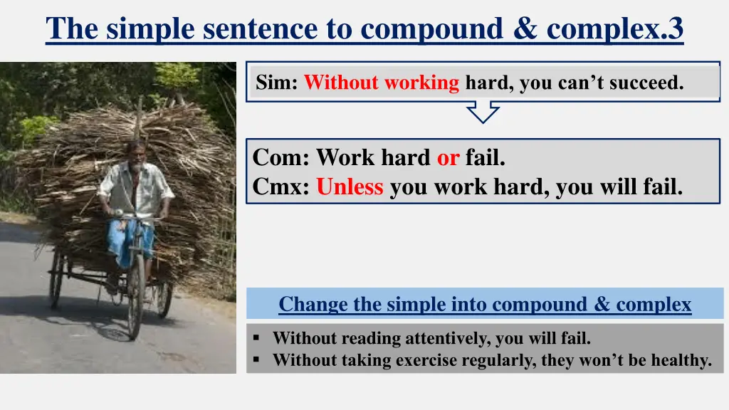 the simple sentence to compound complex 3