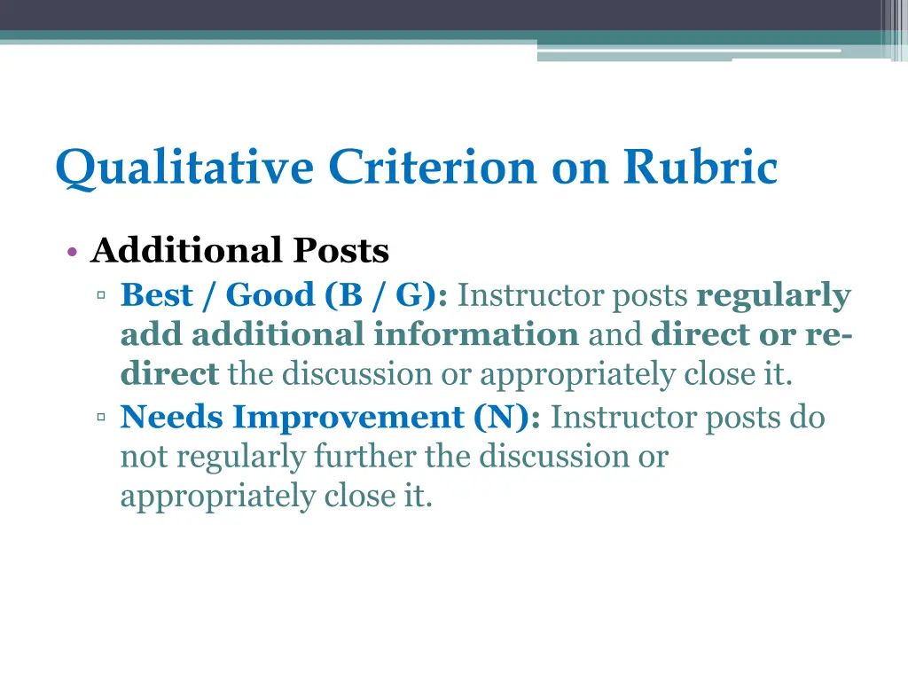 qualitative criterion on rubric 2