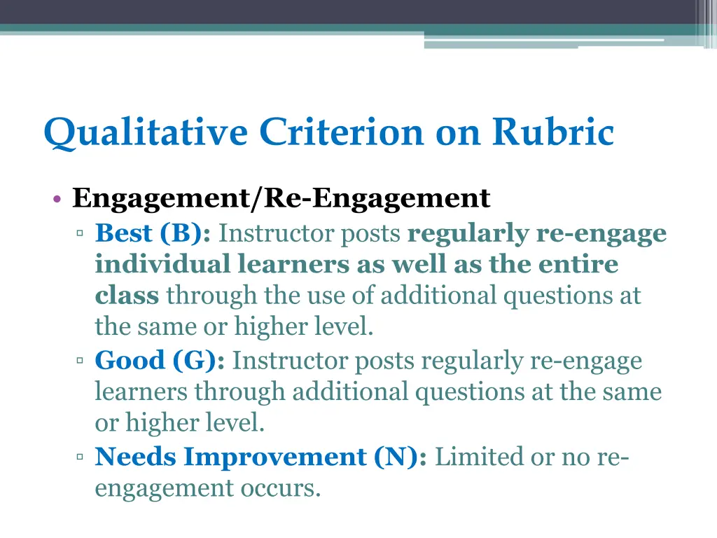 qualitative criterion on rubric 3