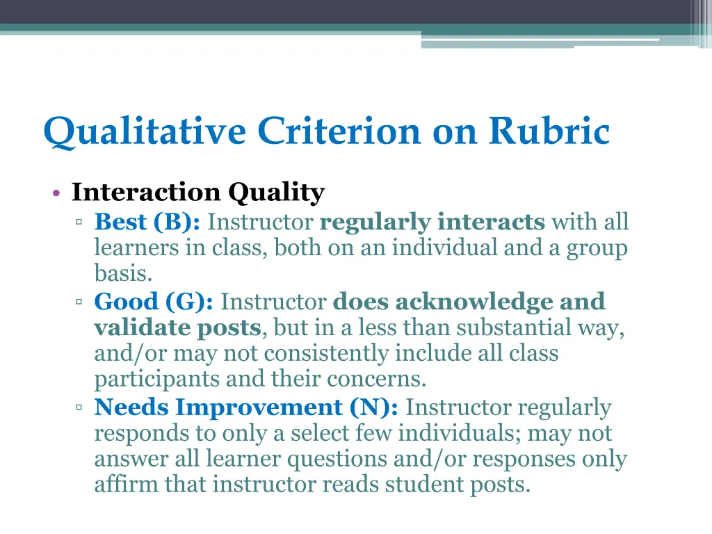 qualitative criterion on rubric