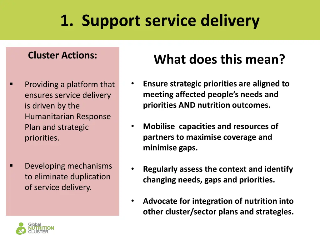 1 support service delivery