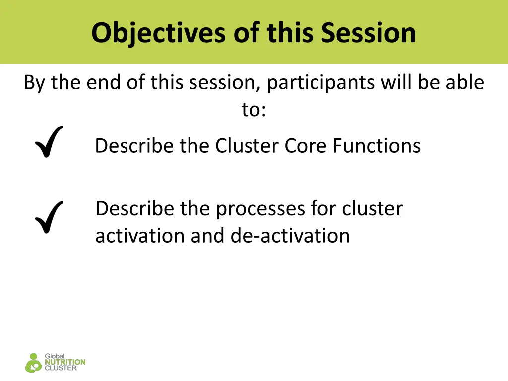 objectives of this session