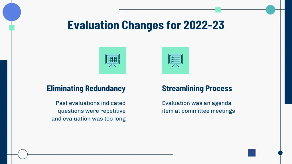 evaluation changes for 2022 23