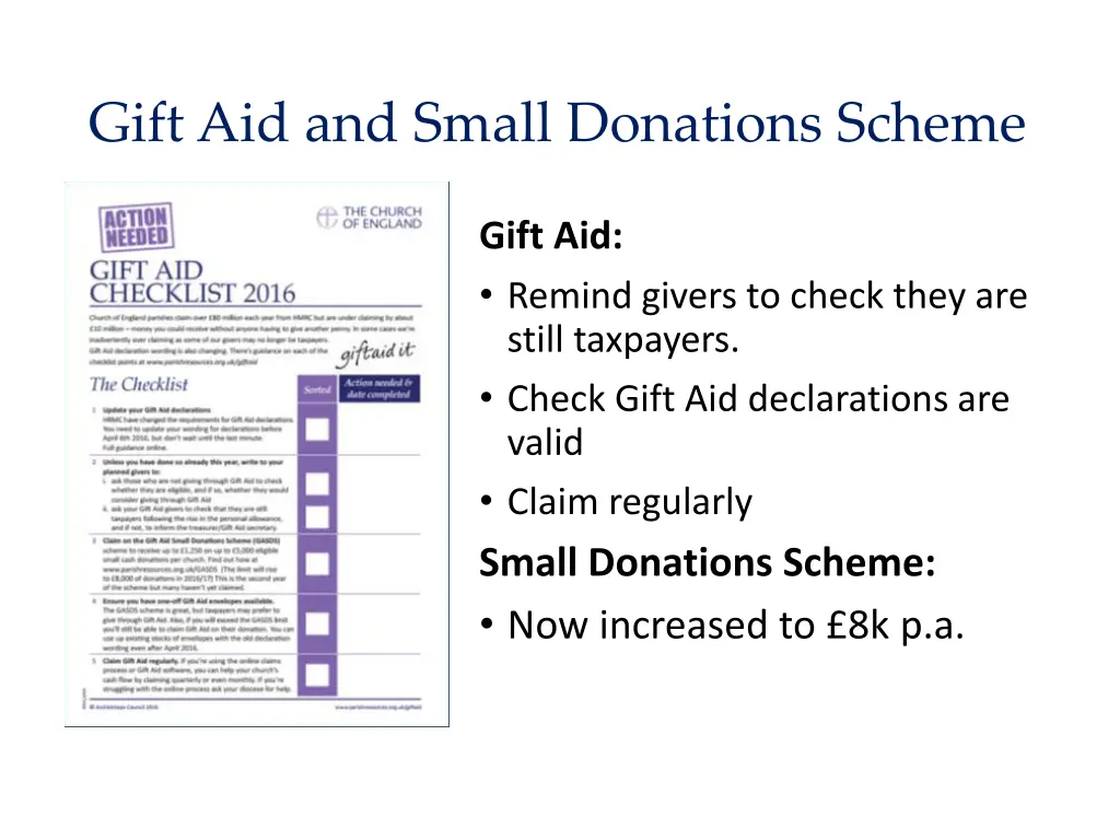 gift aid and small donations scheme