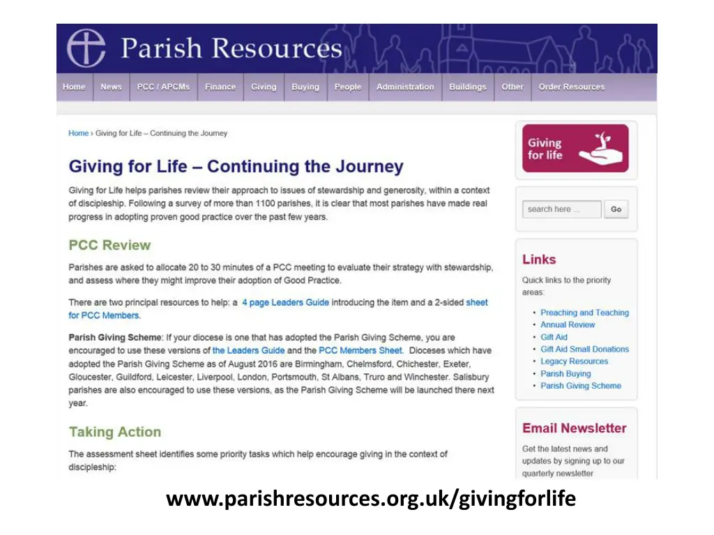 www parishresources org uk givingforlife