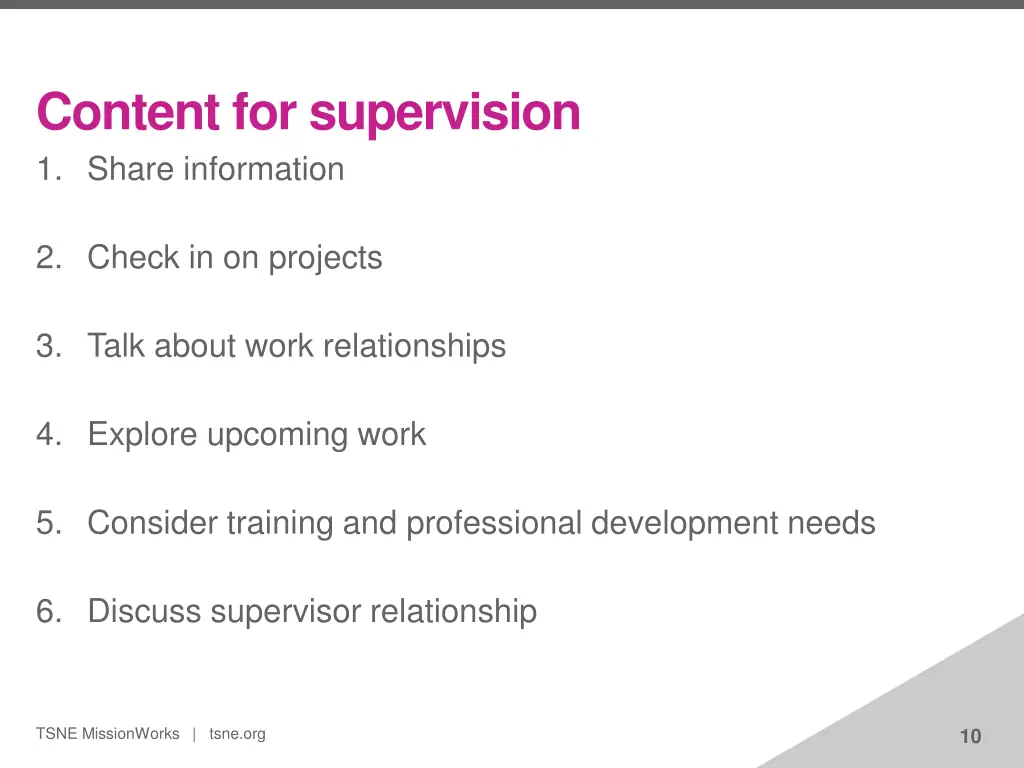 content for supervision 1 share information