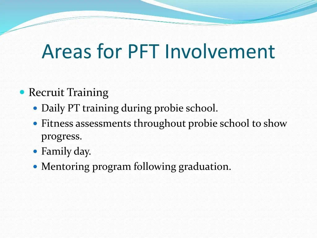 areas for pft involvement 1