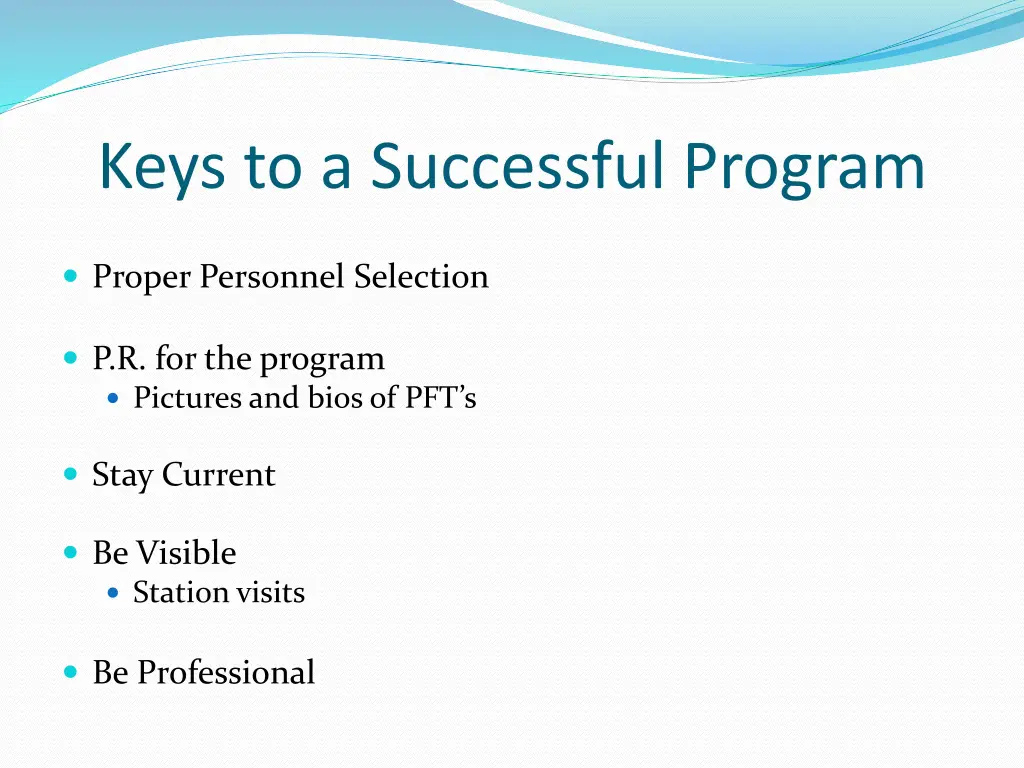 keys to a successful program