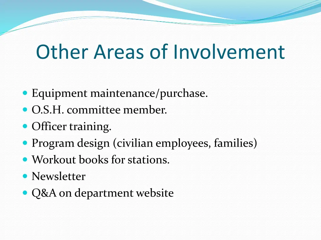 other areas of involvement