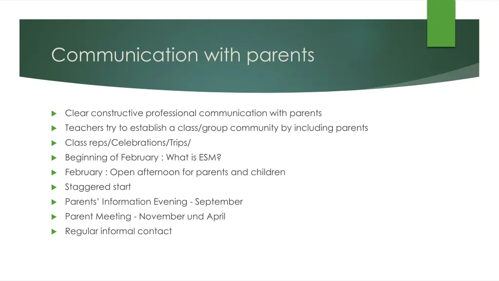 communication with parents