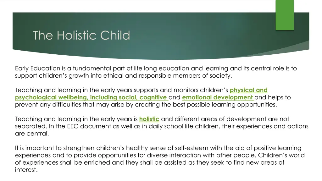 the holistic child