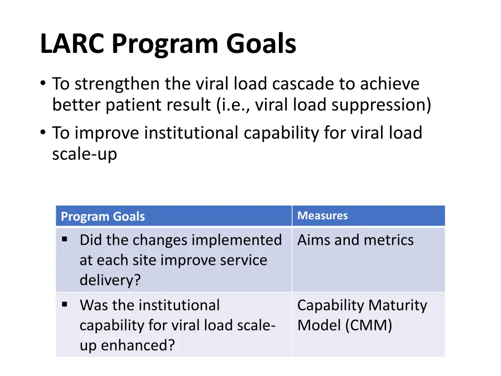 larc program goals