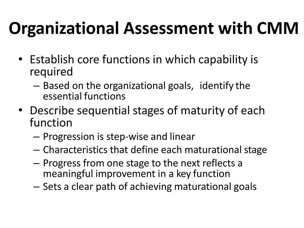 organizational assessment with cmm