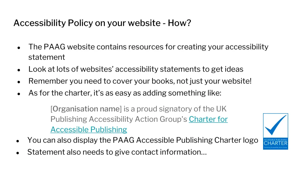 accessibility policy on your website how